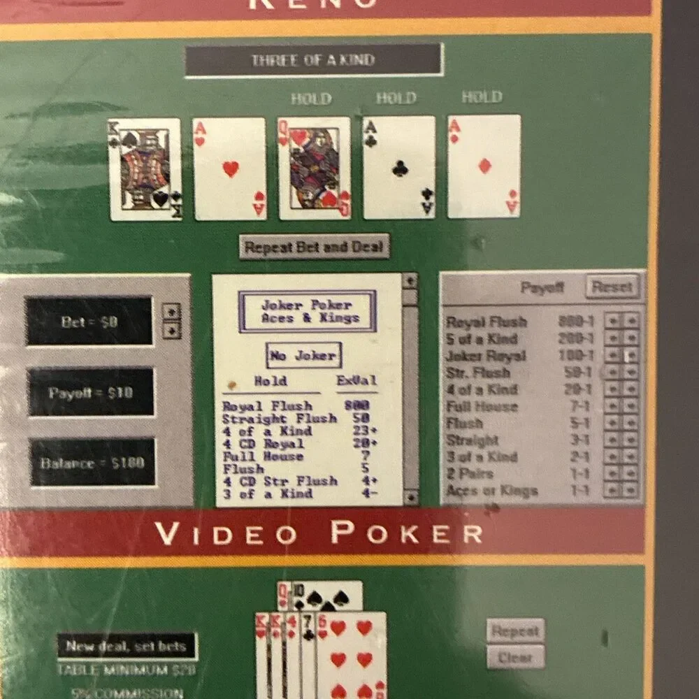 New Casino Master 3.0 PC Game 1997 Windows CD ROM Video Poker Slots Simulation